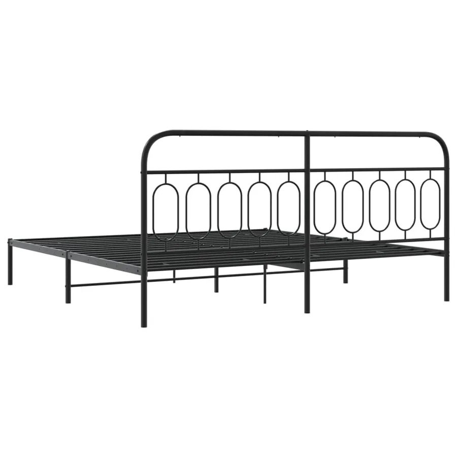 Cadre de lit métal sans matelas avec tête de lit noir 200x200cm - 6