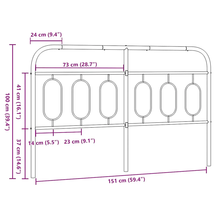 Tête de lit de remplacement métal noir 150 cm - 6