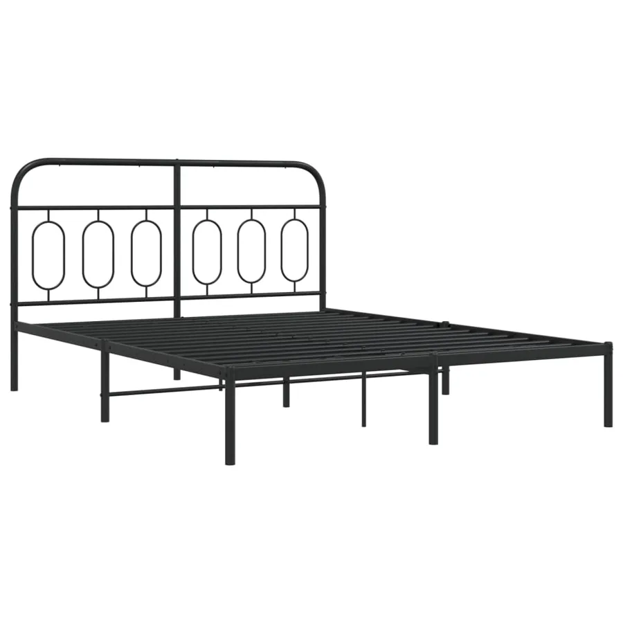 Cadre de lit métal sans matelas avec tête de lit noir 140x200cm - 3