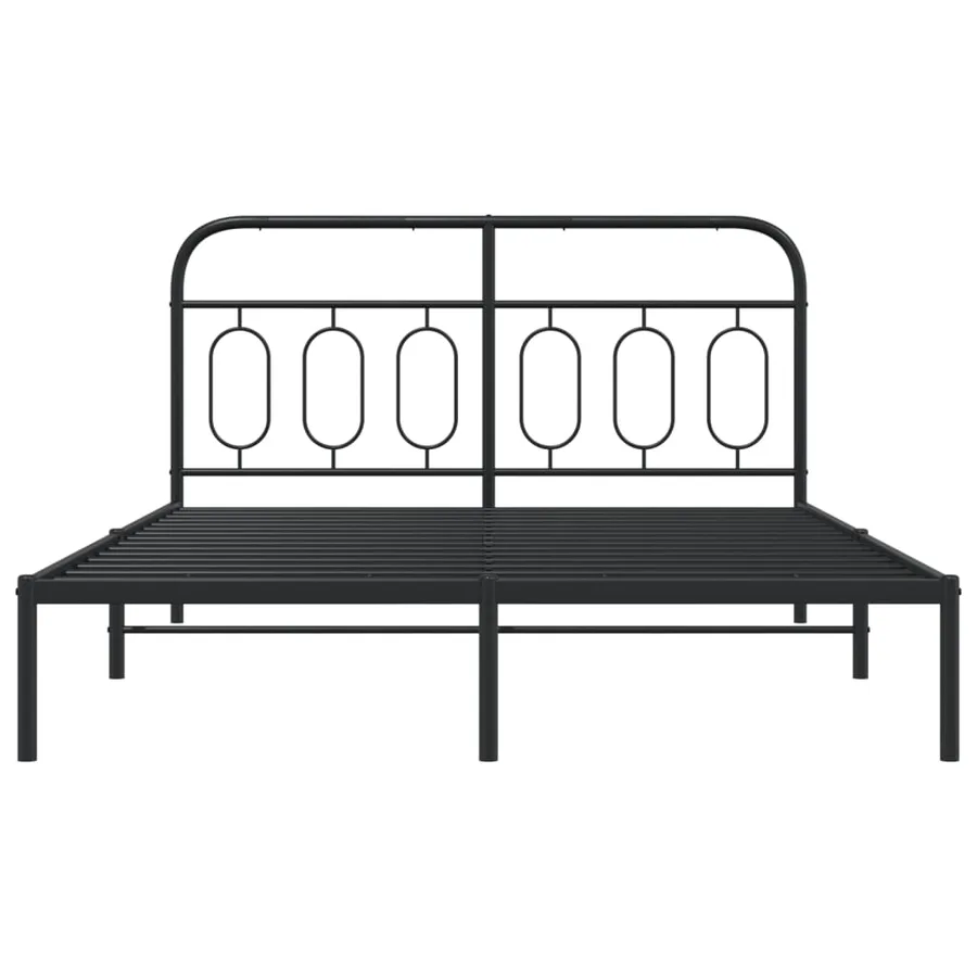 Cadre de lit métal sans matelas avec tête de lit noir 140x200cm - 4