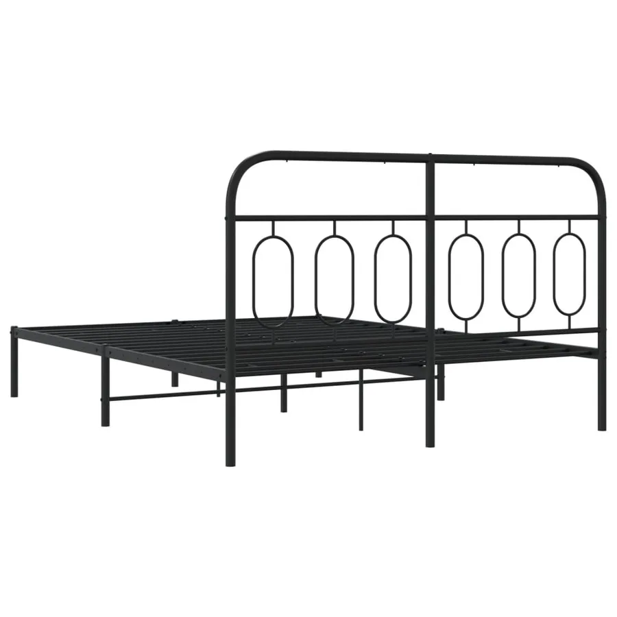 Cadre de lit métal sans matelas avec tête de lit noir 140x200cm - 6