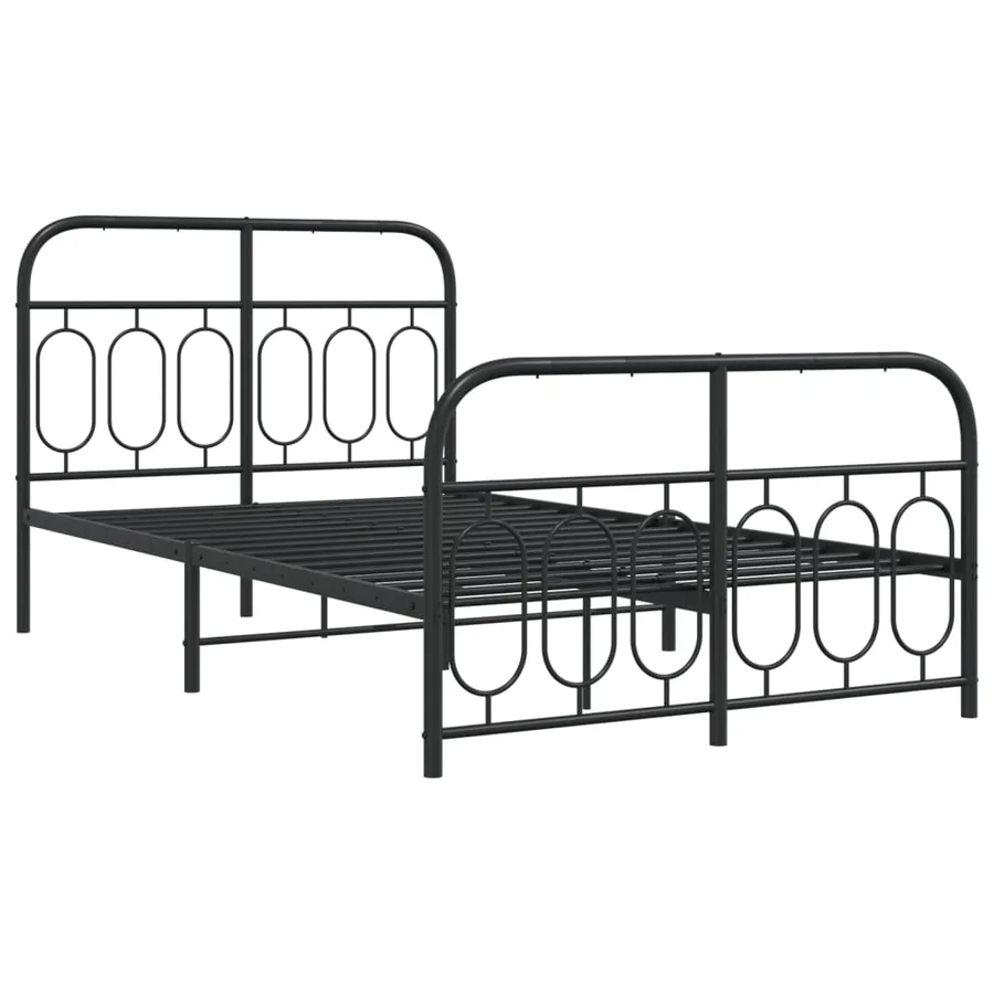 Cadre de lit métal sans matelas avec pied de lit noir 120x190cm - 3