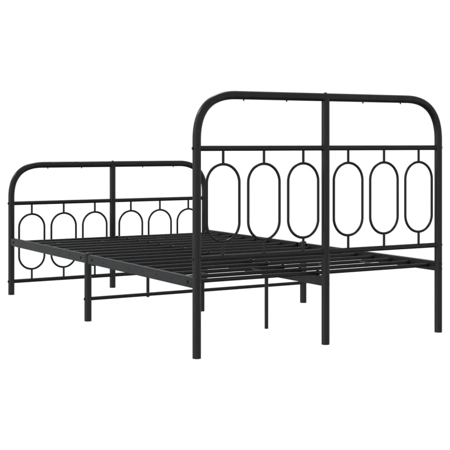 Cadre de lit métal sans matelas avec pied de lit noir 120x190cm - 6