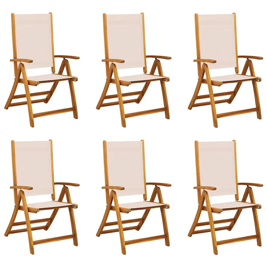 Chaises pliables de jardin lot de 6 bois d'acacia et textilène - 2