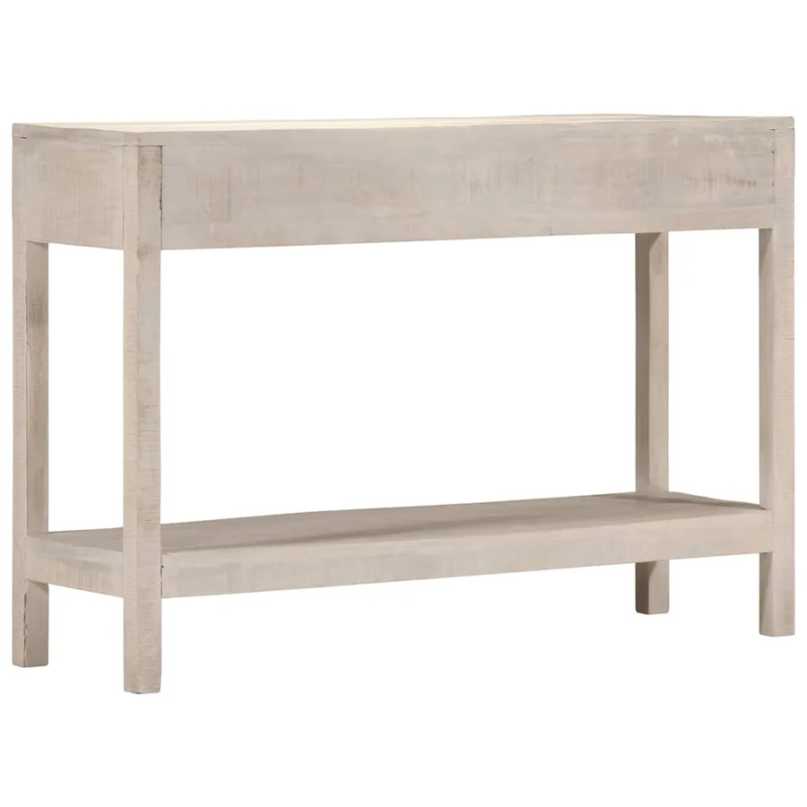 Table console blanc 110x35x75 cm bois de manguier solide - 4