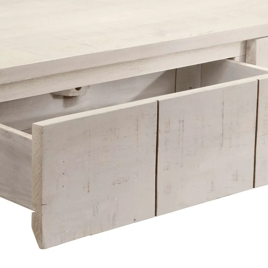 Table console blanc 110x35x75 cm bois de manguier solide - 7