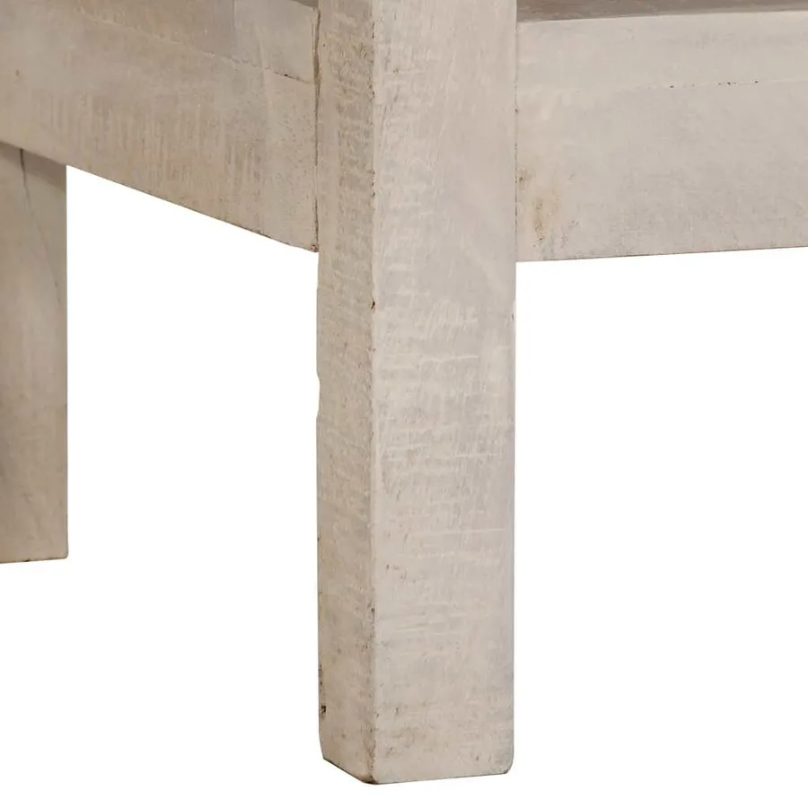 Table console blanc 110x35x75 cm bois de manguier solide - 8