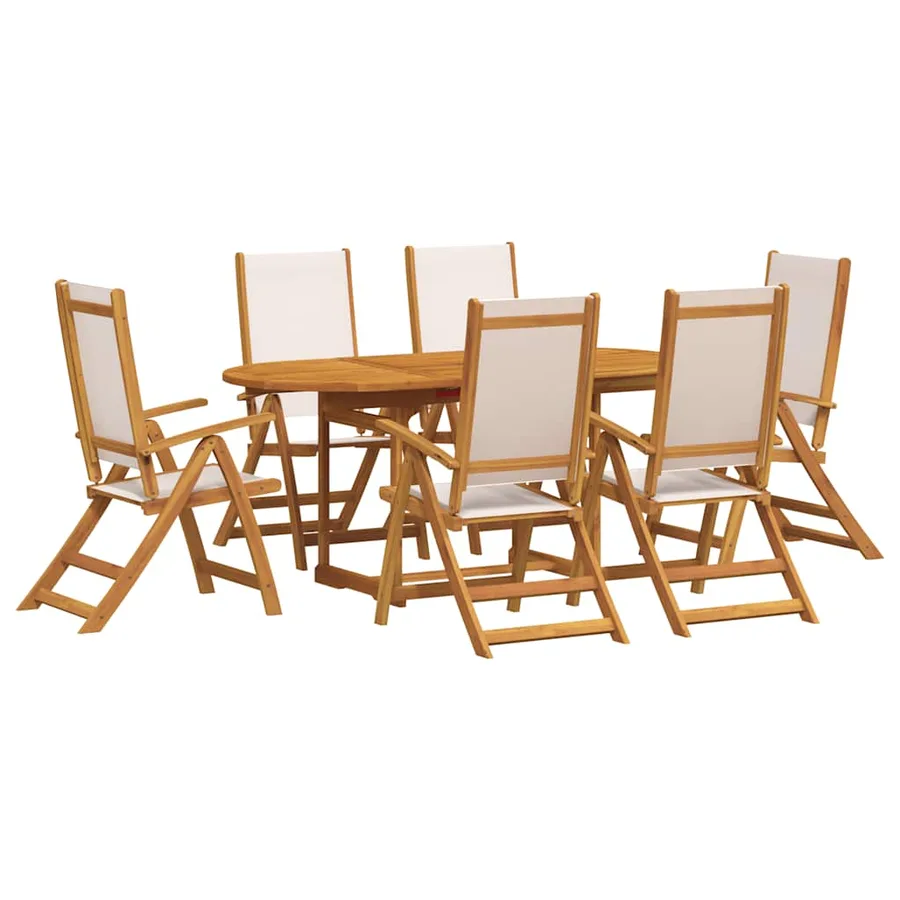 Ensemble à Manger de jardin 7pcs bois d'acacia solide textilène - 2
