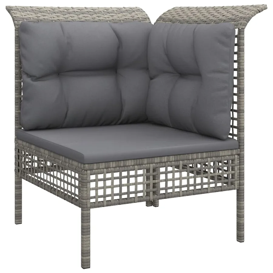 Salon de jardin 3 pcs avec coussins Gris Résine tressée - 4
