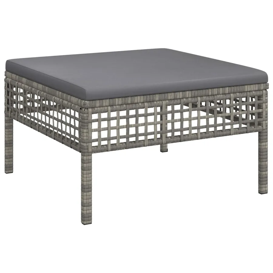 Salon de jardin 3 pcs avec coussins Gris Résine tressée - 5