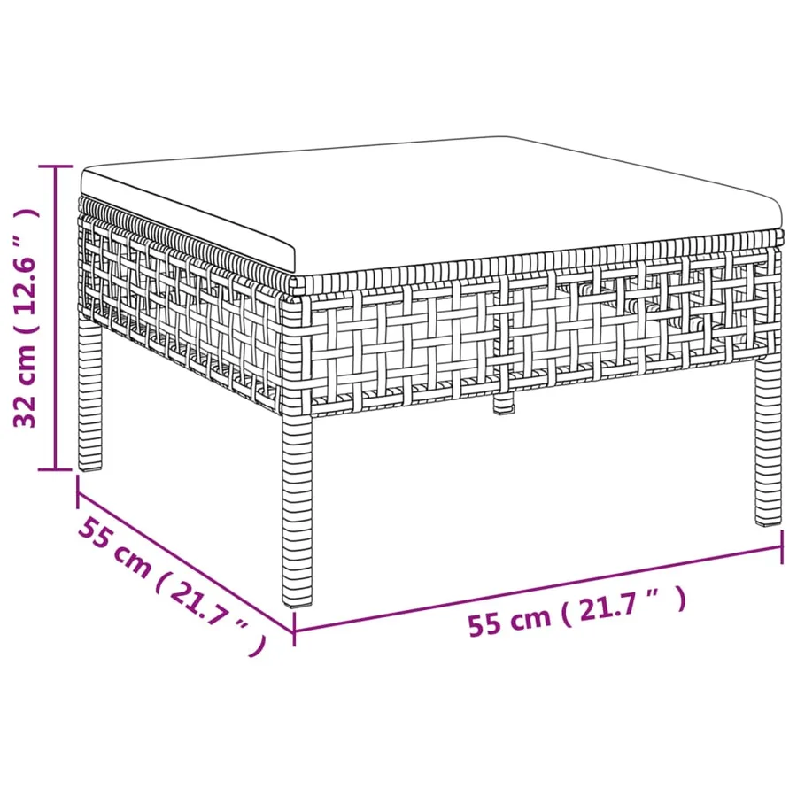 Salon de jardin 3 pcs avec coussins Gris Résine tressée - 8