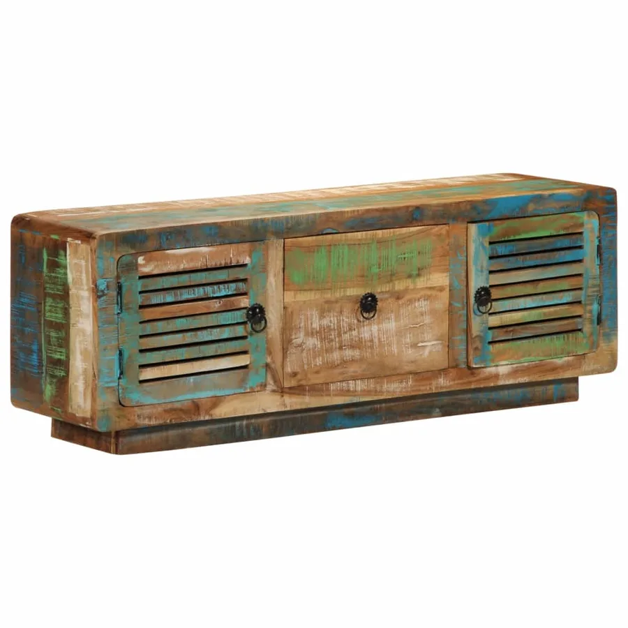 Meuble TV 110x30x40 cm bois massif de récupération - 10