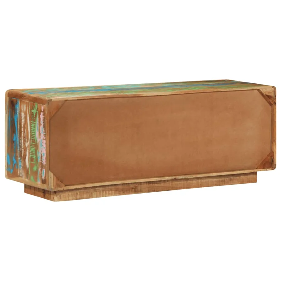 Meuble TV 110x30x40 cm bois massif de récupération - 4