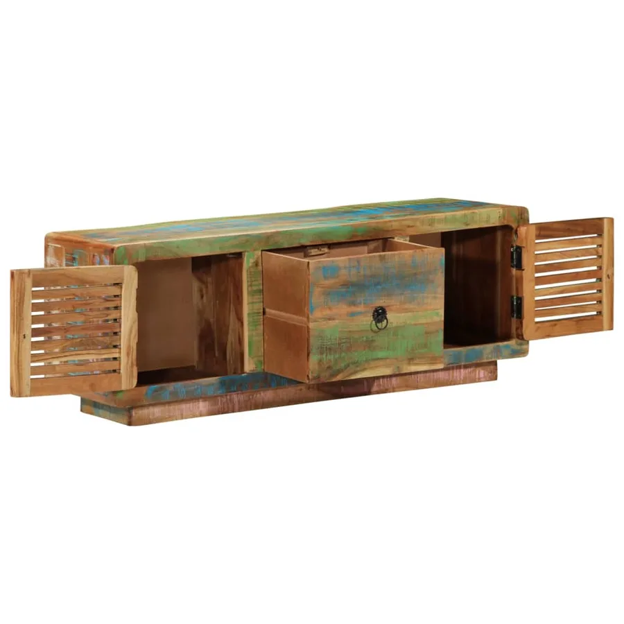 Meuble TV 110x30x40 cm bois massif de récupération - 5