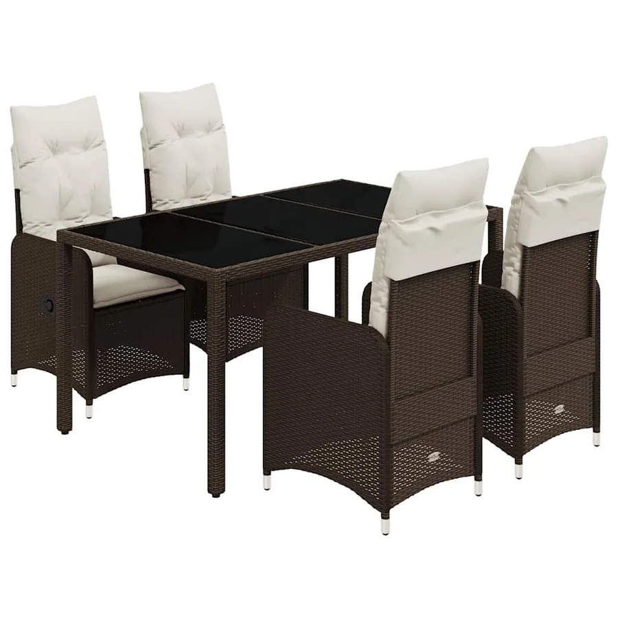 Ensemble de bistro de jardin 5 pcs coussins marron poly rotin - 2