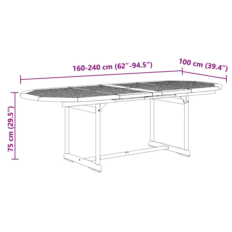 Ensemble à Manger de jardin 7pcs bois d'acacia solide textilène - 13