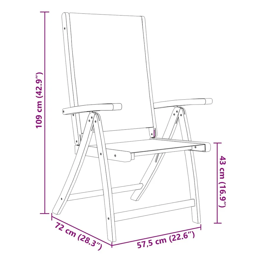 Ensemble à Manger de jardin 7pcs bois d'acacia solide textilène - 14