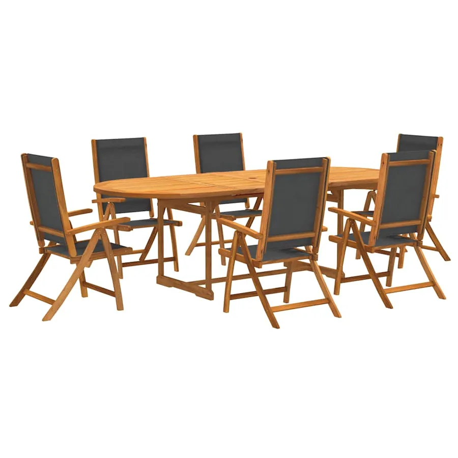 Ensemble à Manger de jardin 7pcs bois d'acacia solide textilène - 2
