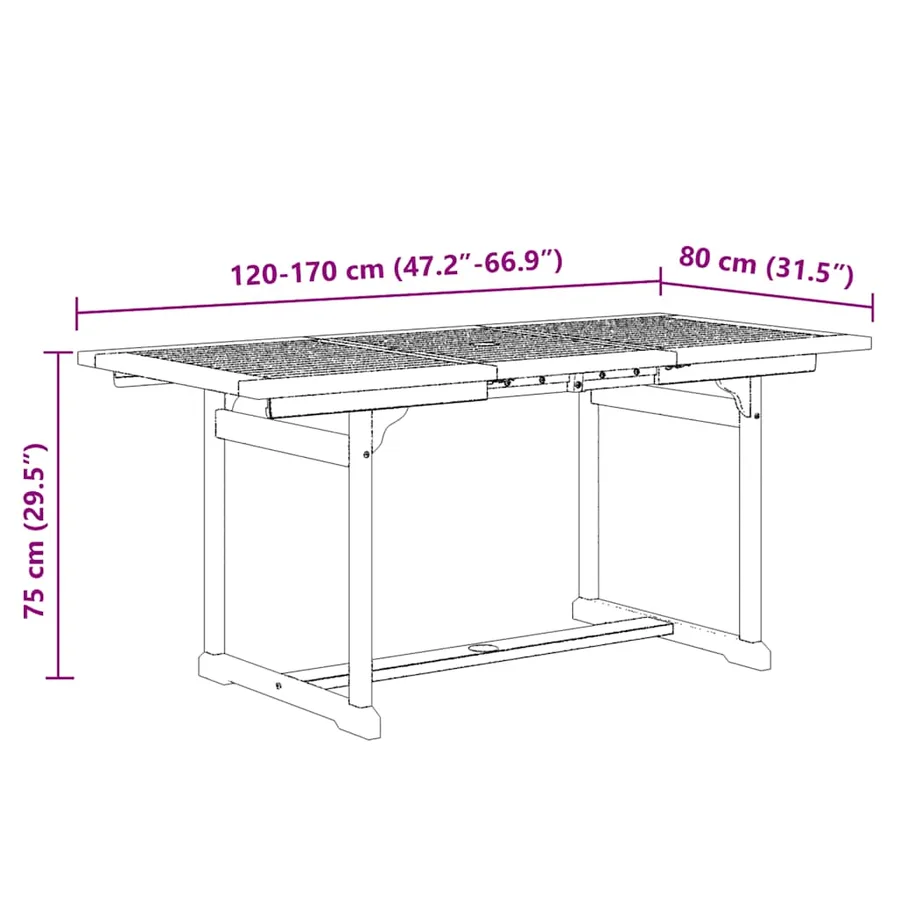 Ensemble à Manger de jardin 7pcs bois d'acacia solide textilène - 13