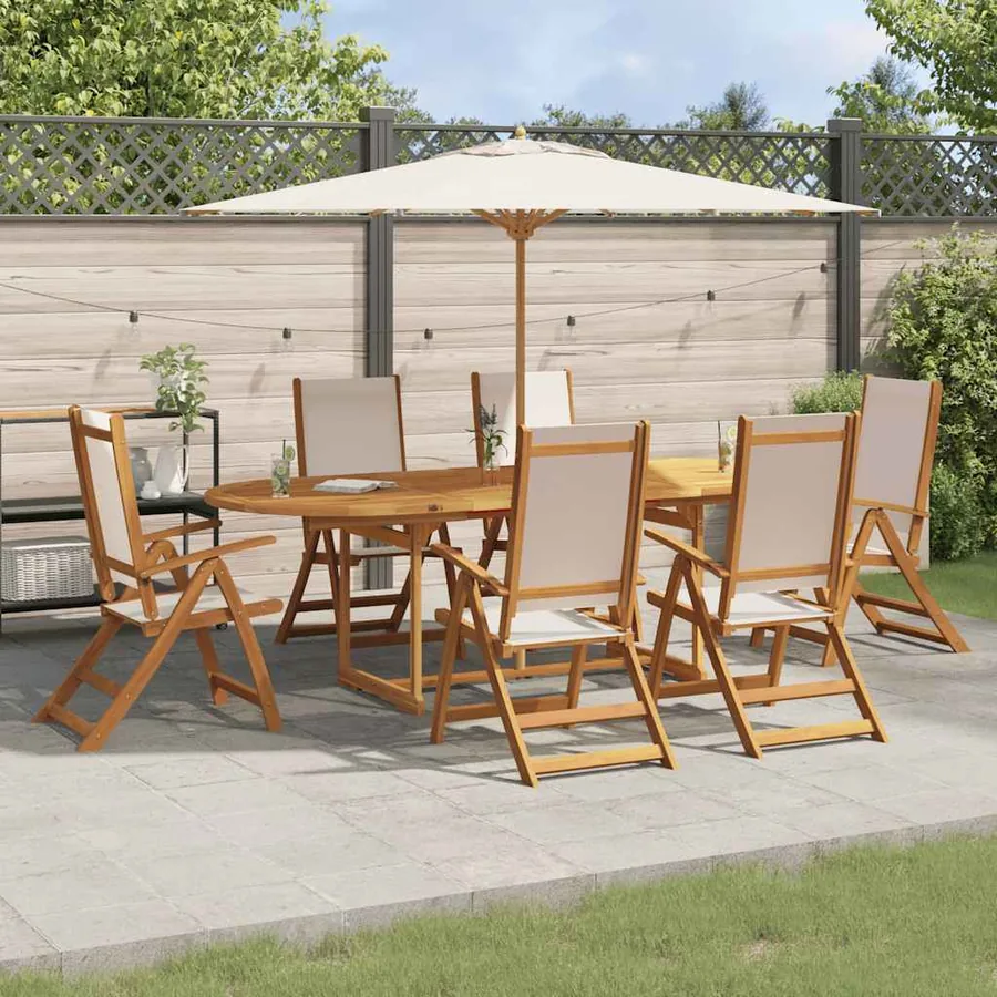 Ensemble à Manger de jardin 7pcs bois d'acacia solide textilène