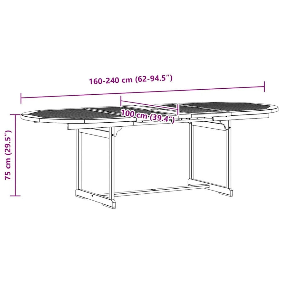 Ensemble à Manger de jardin 7pcs bois d'acacia solide textilène - 14