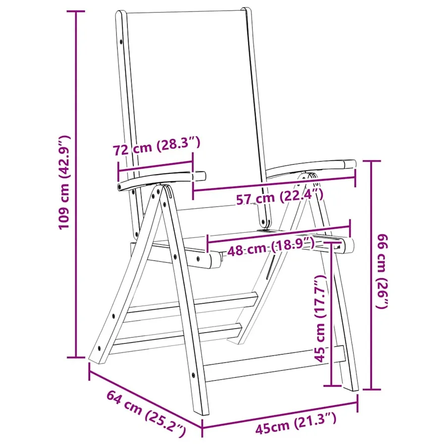 Ensemble à Manger de jardin 7pcs bois d'acacia solide textilène - 15