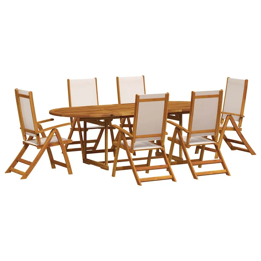 Ensemble à Manger de jardin 7pcs bois d'acacia solide textilène - 2