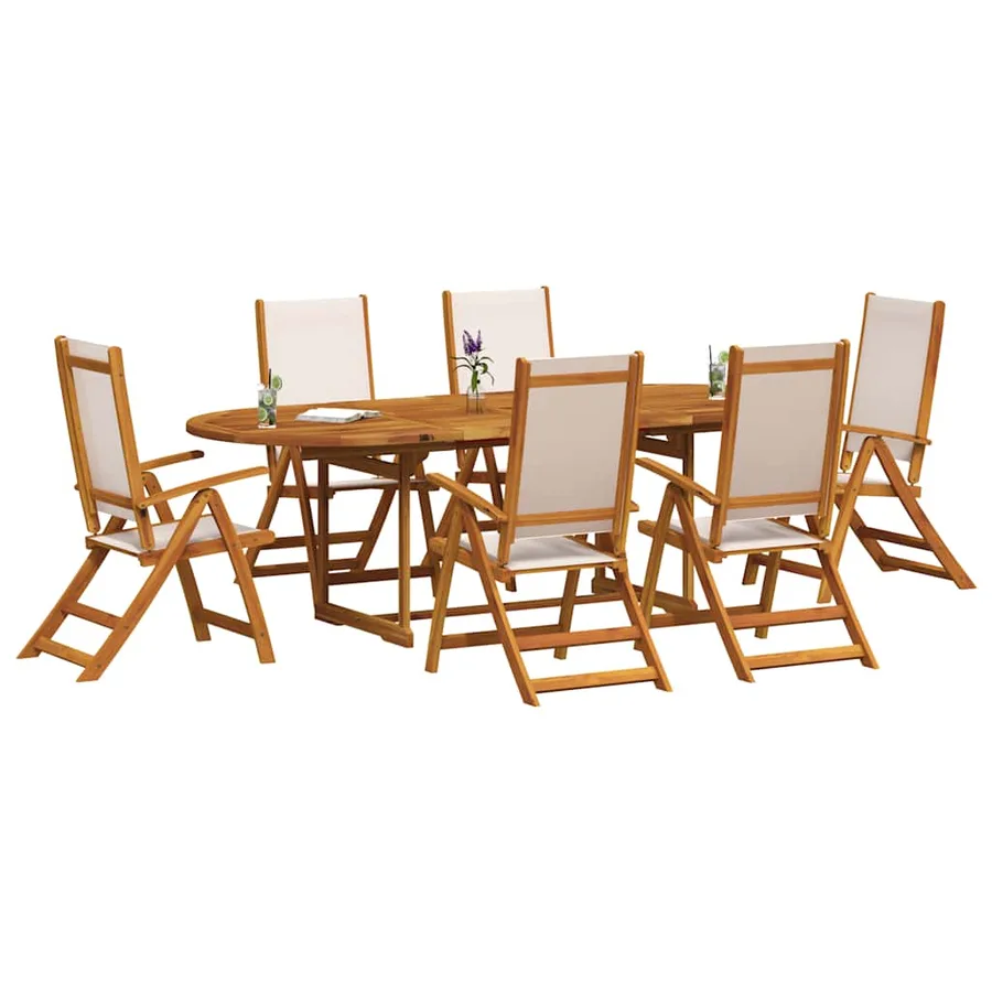 Ensemble à Manger de jardin 7pcs bois d'acacia solide textilène - 6