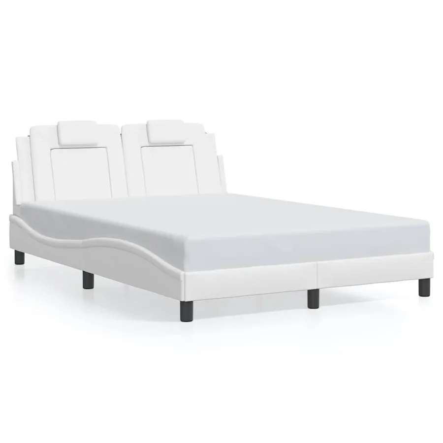 Cadre de lit Viana sans matelas blanc 140x190 cm similicuir - 2