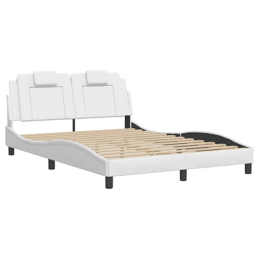 Cadre de lit Viana sans matelas blanc 140x190 cm similicuir - 3
