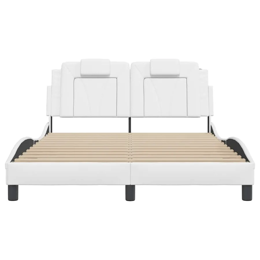 Cadre de lit Viana sans matelas blanc 140x190 cm similicuir - 4