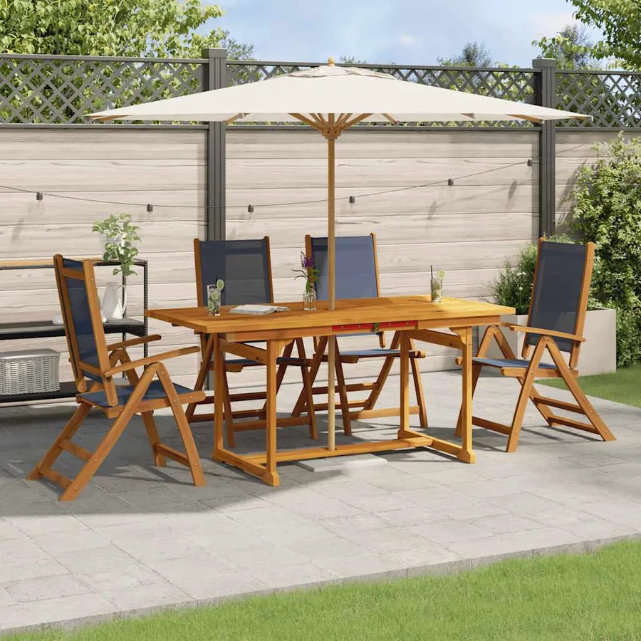 Ensemble à manger de jardin 5pcs bois d'acacia solide textilène