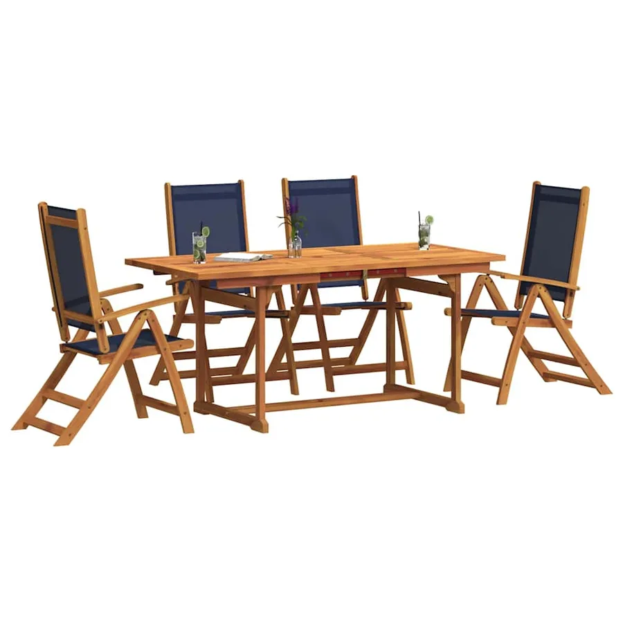Ensemble à manger de jardin 5pcs bois d'acacia solide textilène - 6