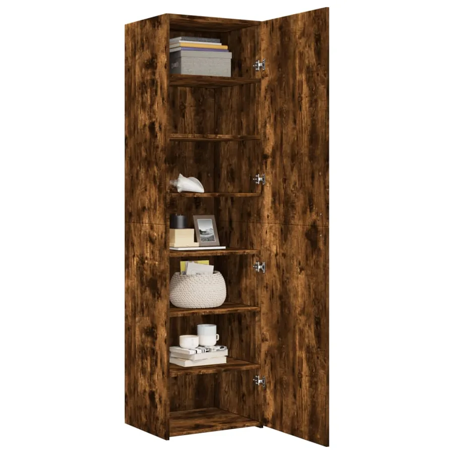 Buffet haut chêne fumé 50x42,5x185 cm bois d'ingénierie - 7