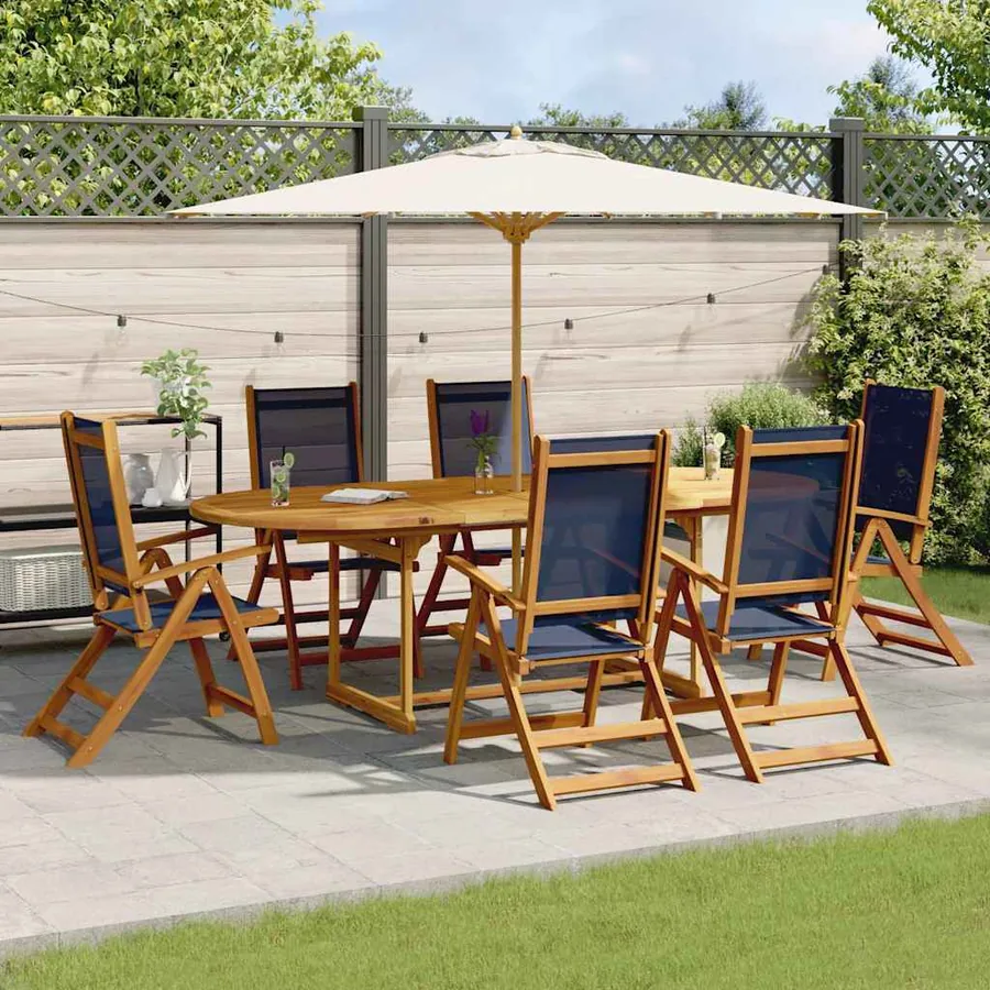Ensemble à Manger de jardin 7pcs bois d'acacia solide textilène