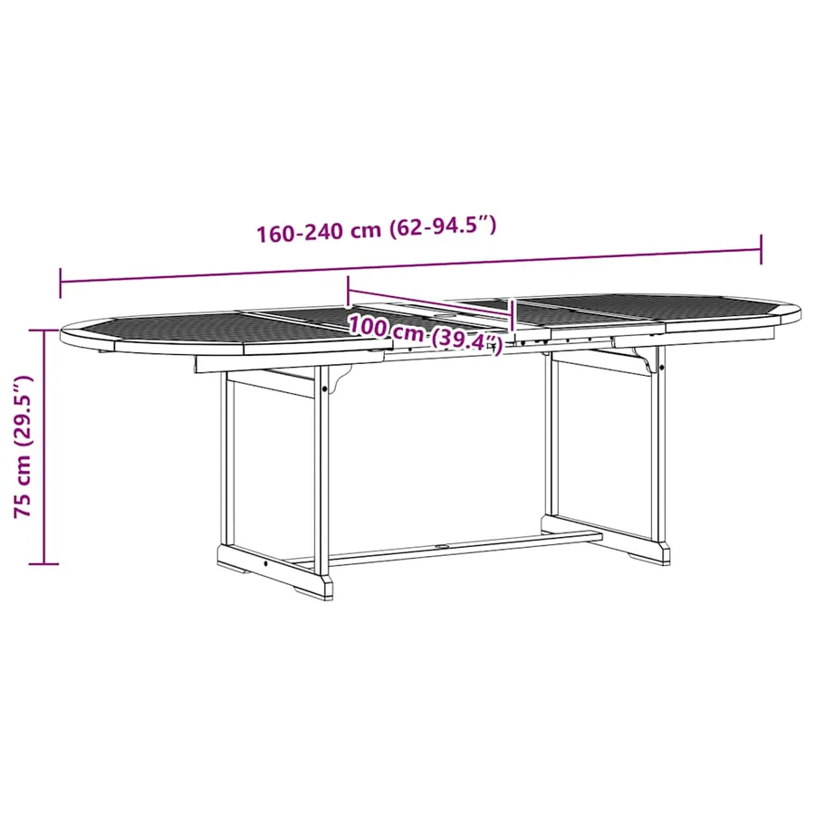 Ensemble à Manger de jardin 7pcs bois d'acacia solide textilène - 16