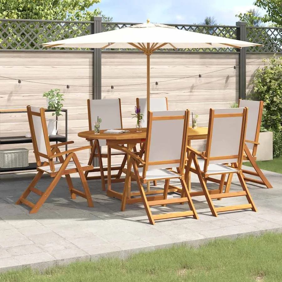 Ensemble à Manger de jardin 7pcs bois d'acacia solide textilène