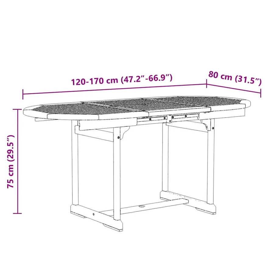 Ensemble à Manger de jardin 7pcs bois d'acacia solide textilène - 15
