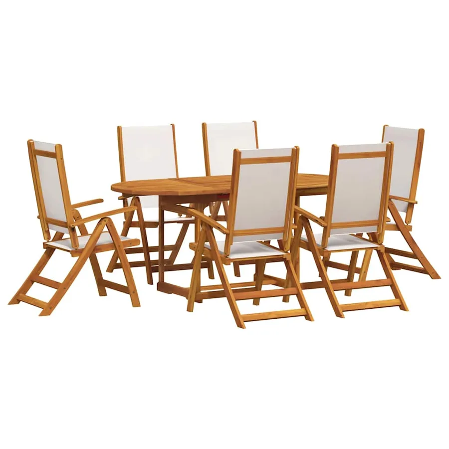 Ensemble à Manger de jardin 7pcs bois d'acacia solide textilène - 2