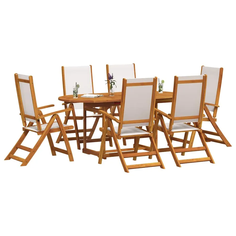 Ensemble à Manger de jardin 7pcs bois d'acacia solide textilène - 7