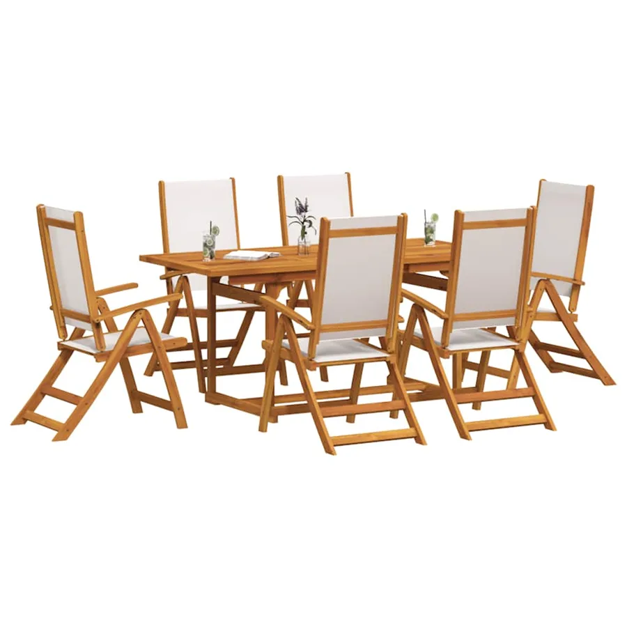 Ensemble à Manger de jardin 7pcs bois d'acacia solide textilène - 6