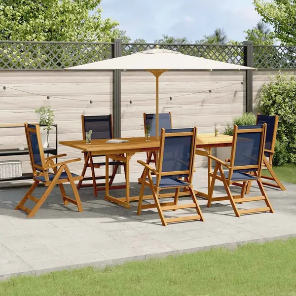Ensemble à Manger de jardin 7pcs bois d'acacia solide textilène
