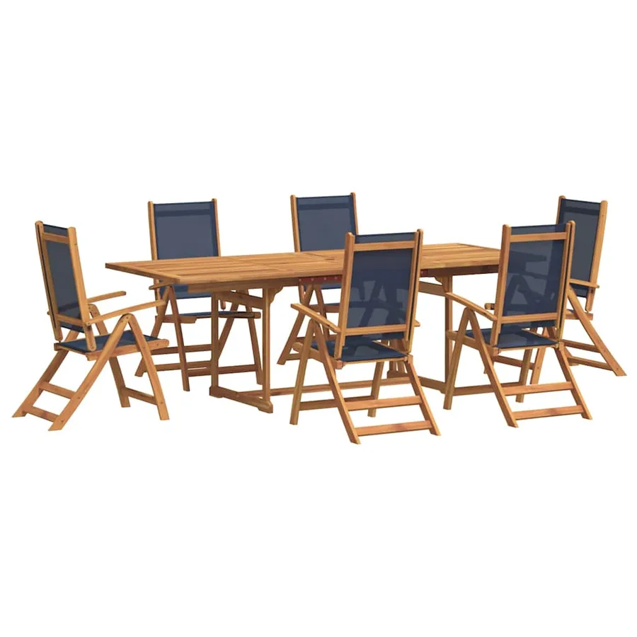 Ensemble à Manger de jardin 7pcs bois d'acacia solide textilène - 2