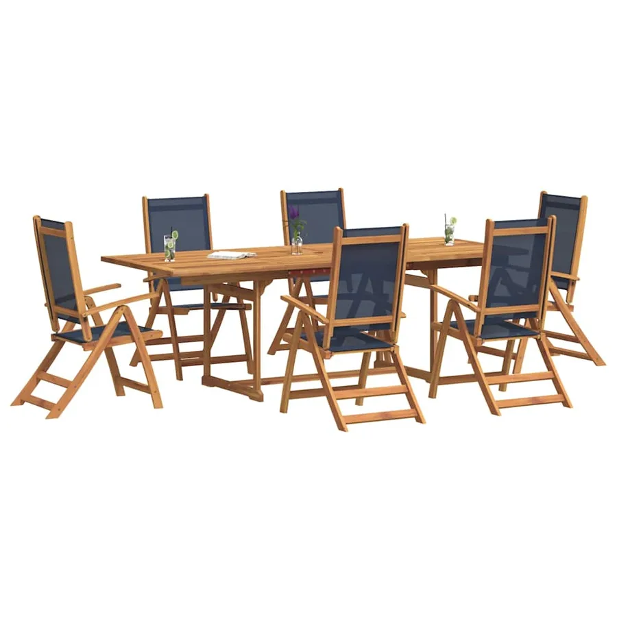 Ensemble à Manger de jardin 7pcs bois d'acacia solide textilène - 7