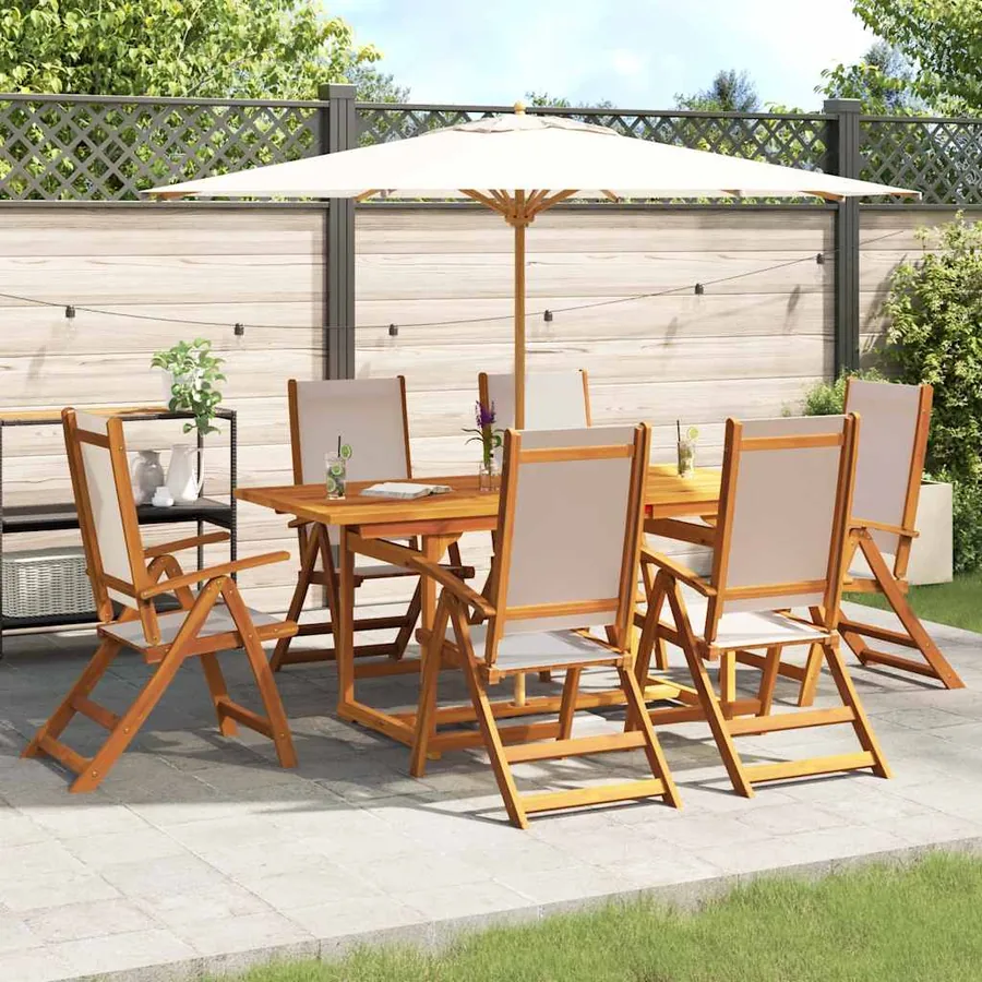 Ensemble à Manger de jardin 7pcs bois d'acacia solide textilène
