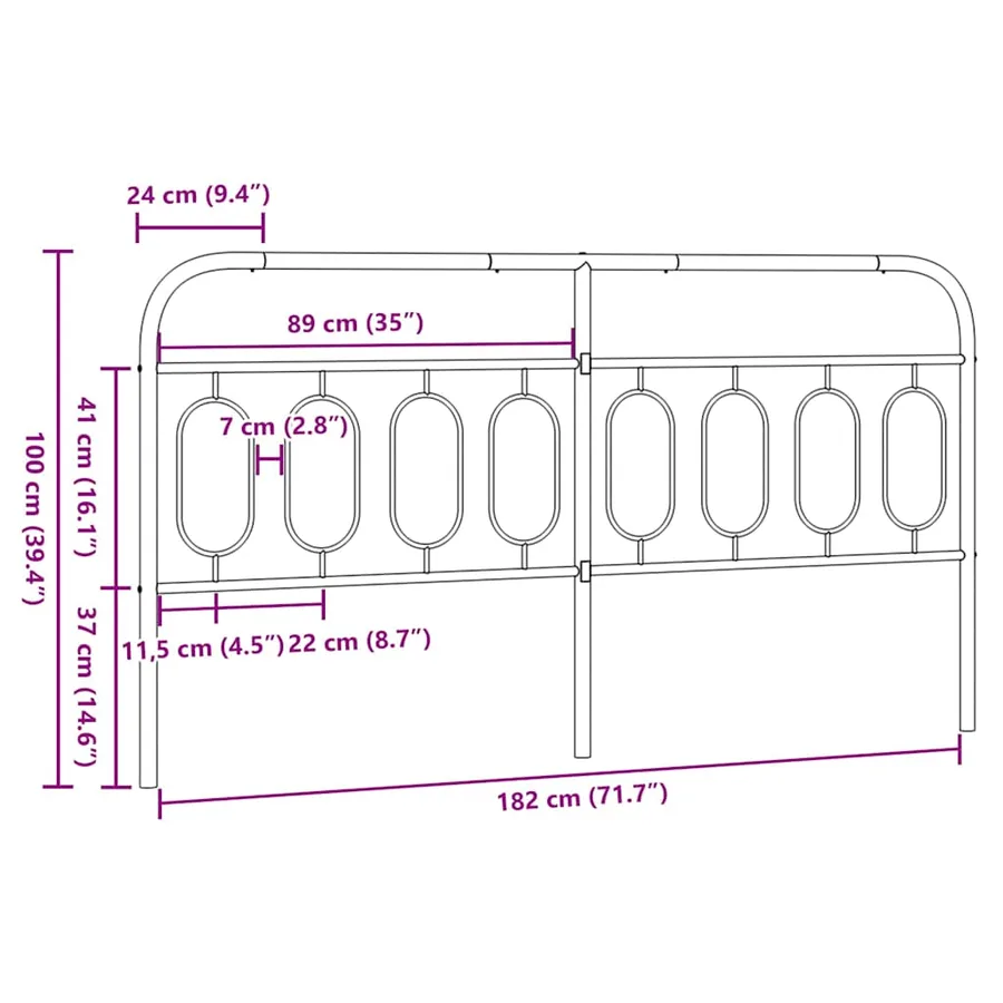 Tête de lit de remplacement métal noir 183 cm - 6