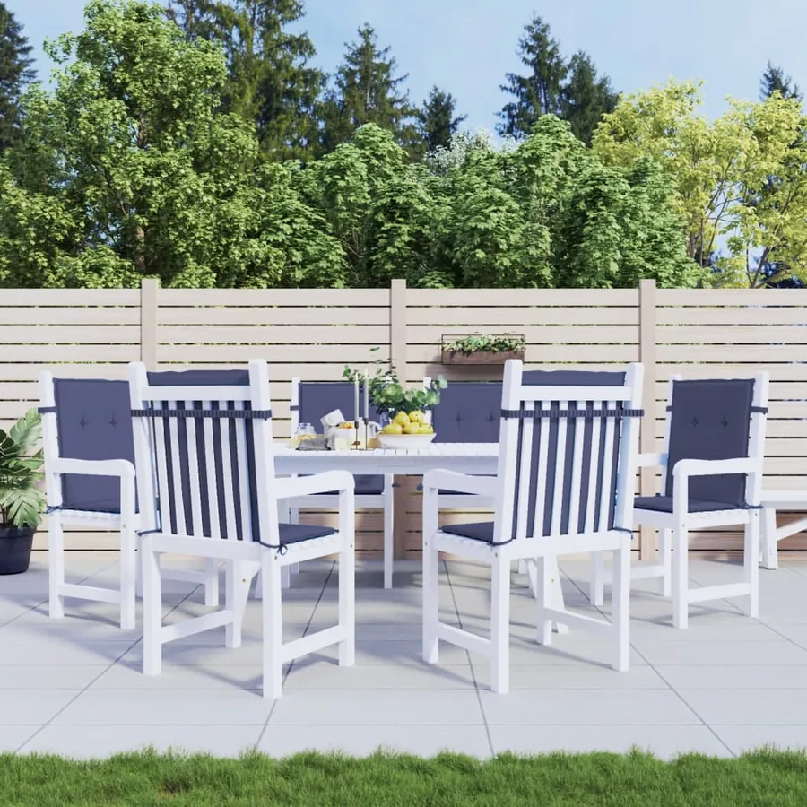 Coussins de chaise à dossier bas lot de 6 bleu marine tissu