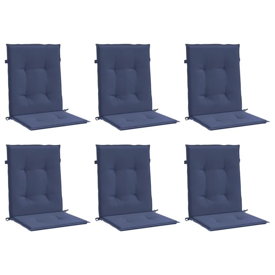 Coussins de chaise à dossier bas lot de 6 bleu marine tissu - 3
