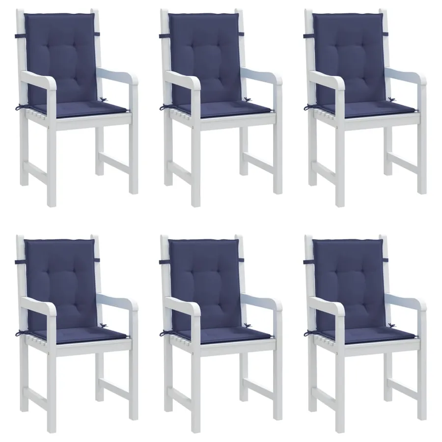 Coussins de chaise à dossier bas lot de 6 bleu marine tissu - 4