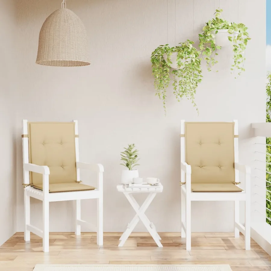 Coussins de chaise à dossier bas lot de 2 beige mélangé tissu - 3